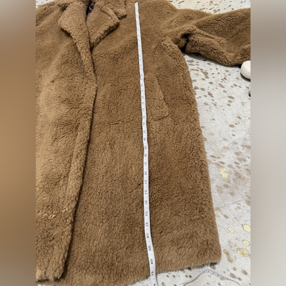 Marina Rinaldi by Max Mara Teddy Coat in Light Brown Wool and Camel US 18W/MR27 - Picture 3 of 10